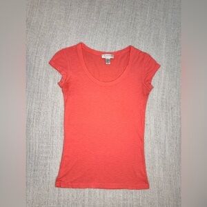 Kenar t-shirt coral color cotton blend boat neck